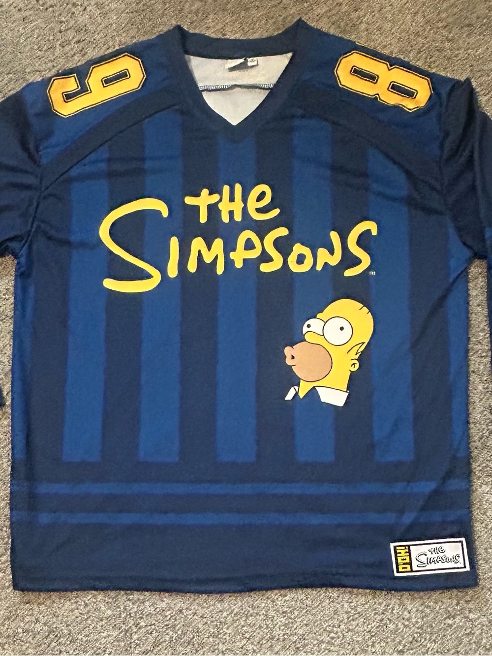 The Simpsons Homer Graphic Hockey Jersey Size Medium Navy Blue 89 Mesh